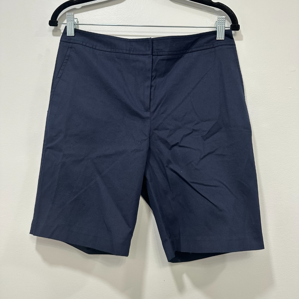 J Mclaughlin Celia Shorts 2 Navy‎ Blue Solid Chino Cotton Blend Short Summer NEW